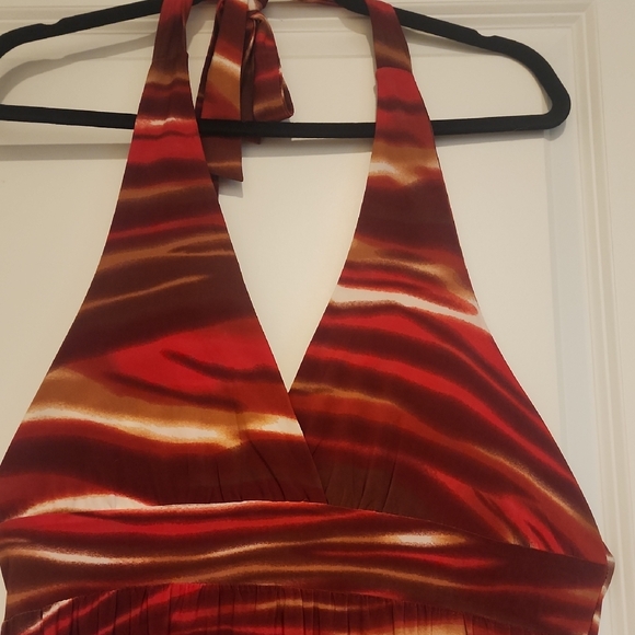 Cristinalove Womans Sexy Red and Black Halter Maxi Sundress Flowy - Picture 2 of 6